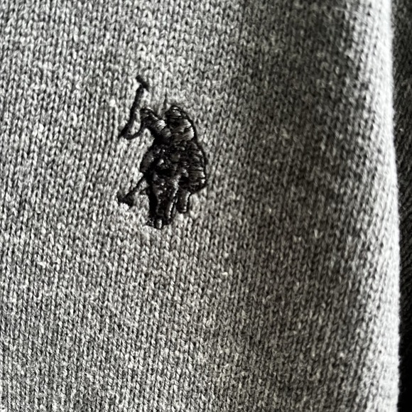Mens Polo Long Sleeve Pull Over 1/4 Zip Sweater Gray Size Large Academia - Picture 4 of 7